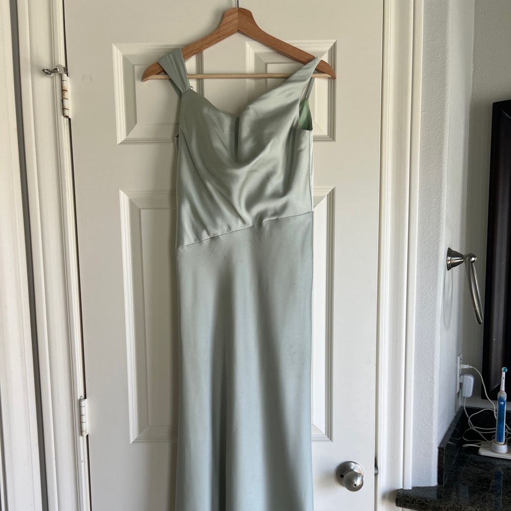 AW Bridal Meggie Sage Green Satin Charmeuse Bridesmaid Dress